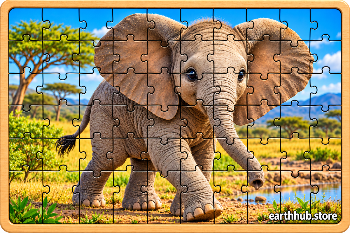 Interactive Elephant Calf Puzzle, Get this Puzzle Free, click for details...